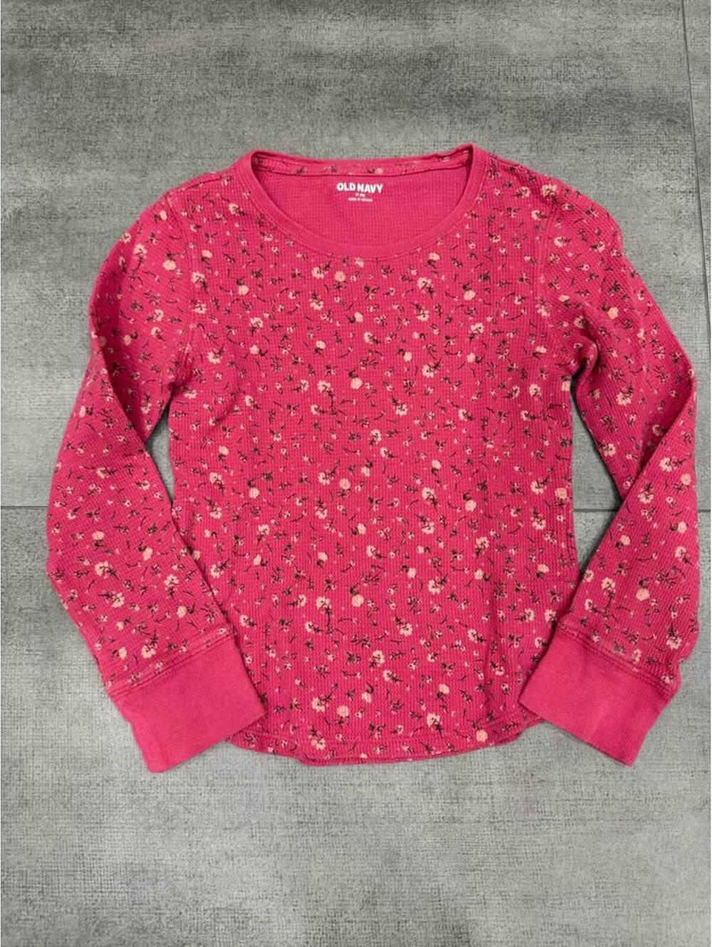 Girls • 8 • Old Navy Girls M (8) Pink Floral Waffle Knit Long Sleeve Shirt